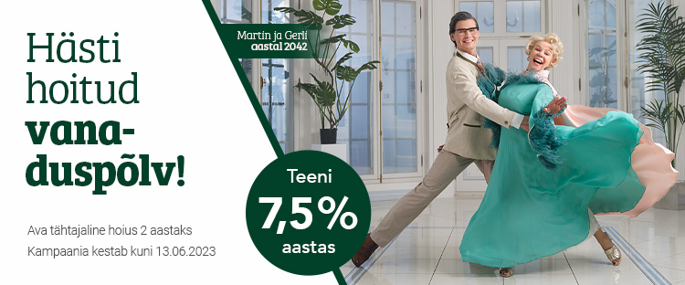 Tähtajalise hoiuse intress 7,5% perioodiga 2 aastat